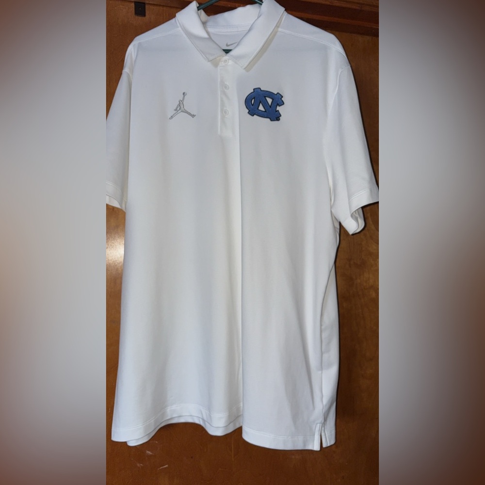Nike White Polo Shirt with Blue Logo